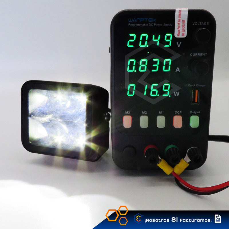 Par Faros 4 Led Luz Blanco Spot Fijo Estrobo 12,000lm 12-30v