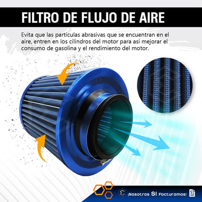 Filtro De Alto Flujo Universal Cromado Con Malla Abrazadera
