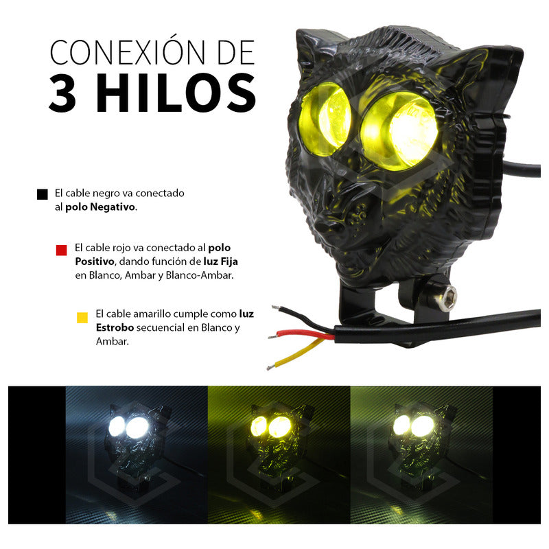 Par De Faros 6 Leds 2 Lupas Bicolor Fijo Estrobo Lobo 12-24v