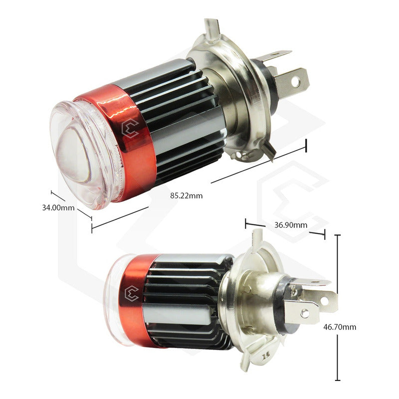 Foco Moto H4 Lupa Proyector Ba20d 24 Led Bicolor 4 Funcionet