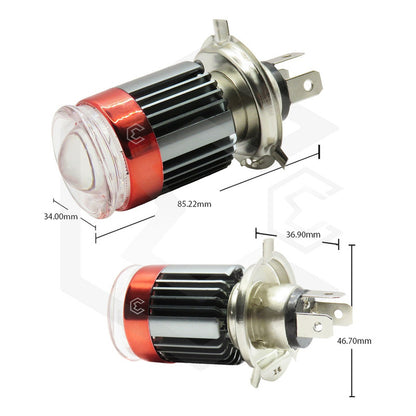 Foco Moto H4 Lupa Proyector Ba20d 24 Led Bicolor 4 Funcionet