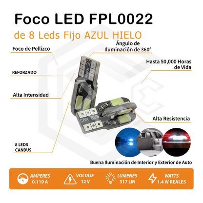Kit 5 Par Focos De Pellizco 8 Led Canbus Alta Intensidad 12v
