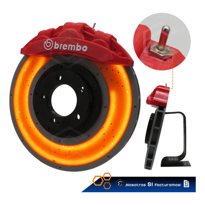Lampara De Led Disco Freno Brembo Caliper Decorativa 3d Petg Rojo