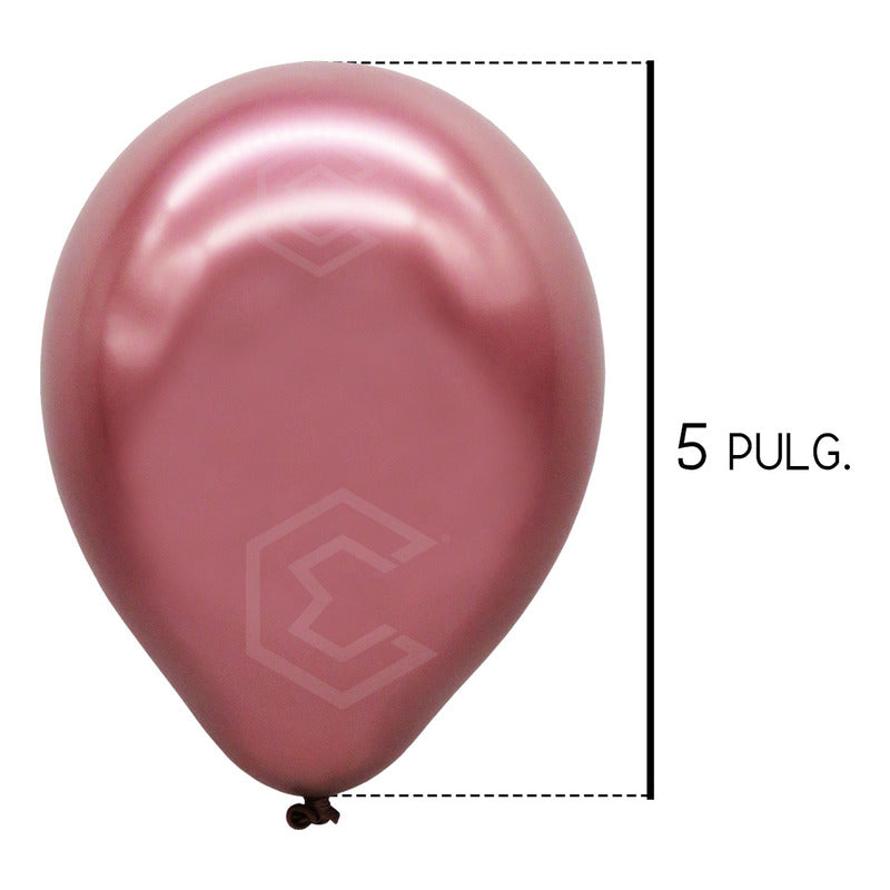 Bolsa 100 Globos Rosa Roja Metálico #5 Fiestas Y Bodas Latex