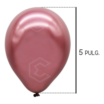 Bolsa 100 Globos Rosa Roja Metálico #5 Fiestas Y Bodas Latex