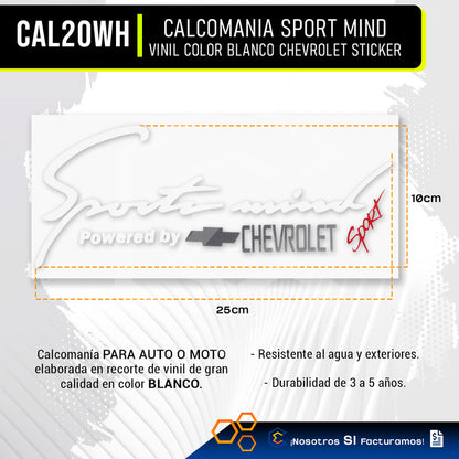 Calcomanía Sport Mind Chevrolet Sticker Vinil Auto Moto 25cm