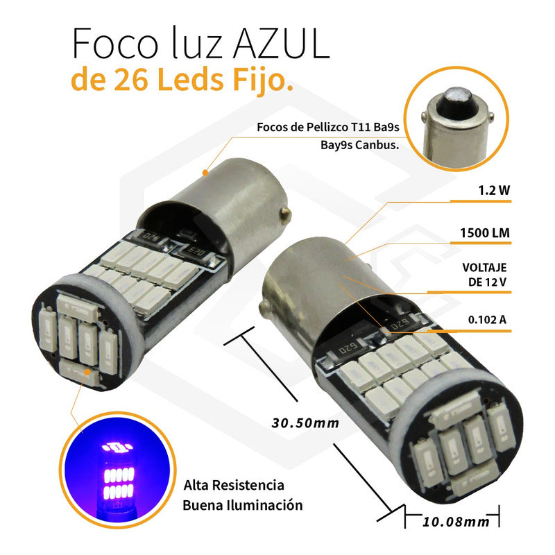 10 Focos De Pellizco 26 Led T11 Ba9s Bay9s Canbus 12v T