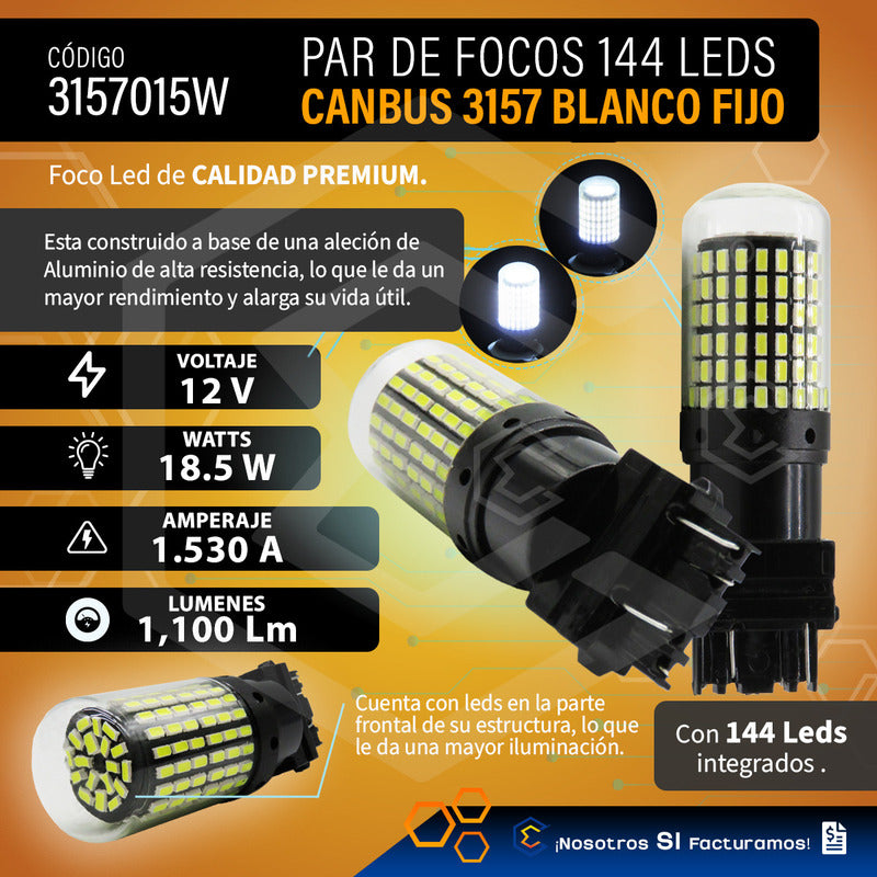 Par Focos 3157 3156 144 Leds Canbus Cristal Cuartos Stop 12v