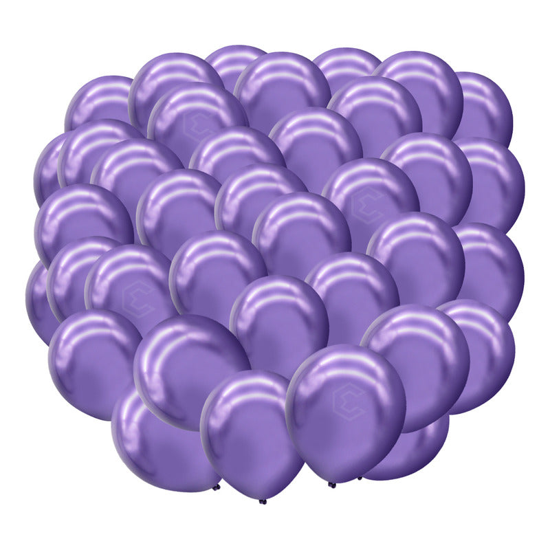 Bolsa 50 Globos Morado Metálizado #10 Fiestas Y Bodas Latex