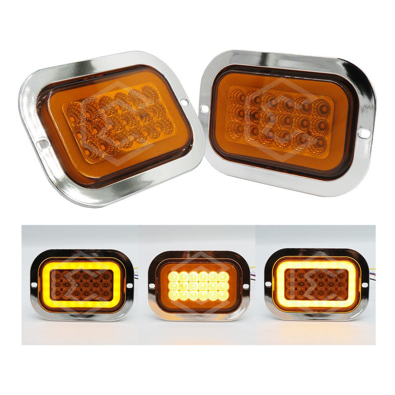 Par Plafón Calavera Rectangular 18led Bicel Cromo Gel 12-24v