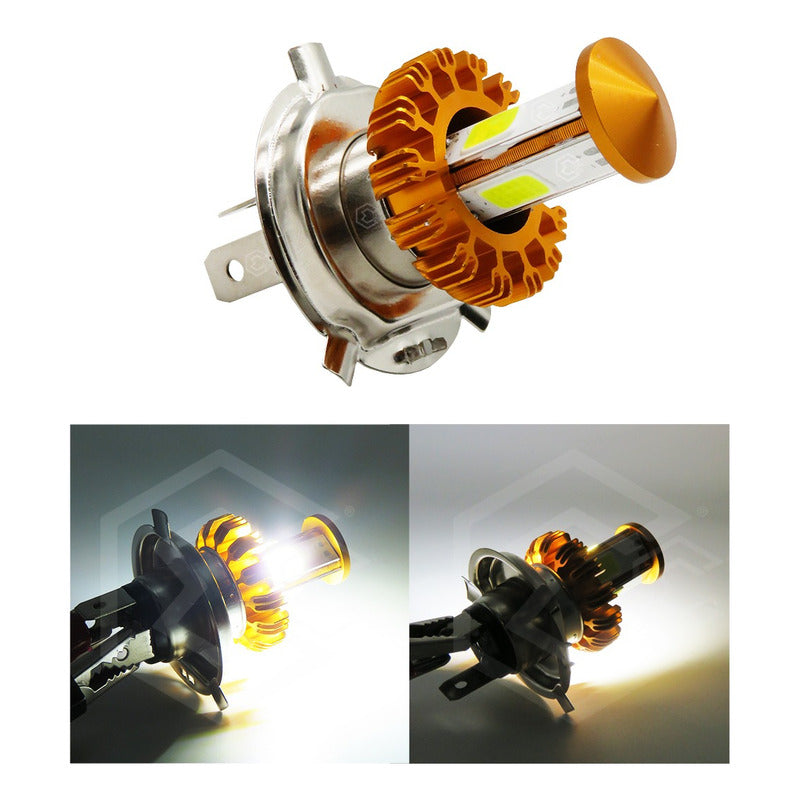 Foco De Carro/moto H4 2 Polos Ba20d Con Luz Led 4 Caras 15w