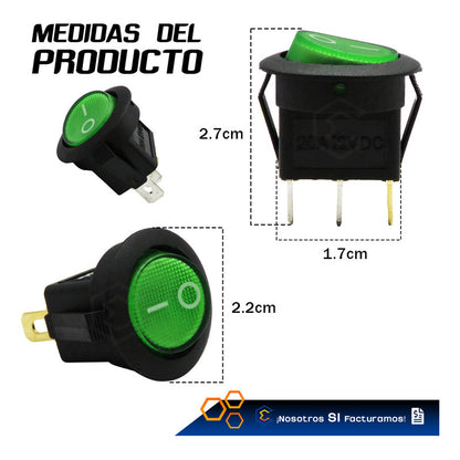 Switch Interruptor De Tecla Redondo 1 Paso Con Luz 100 Pieza