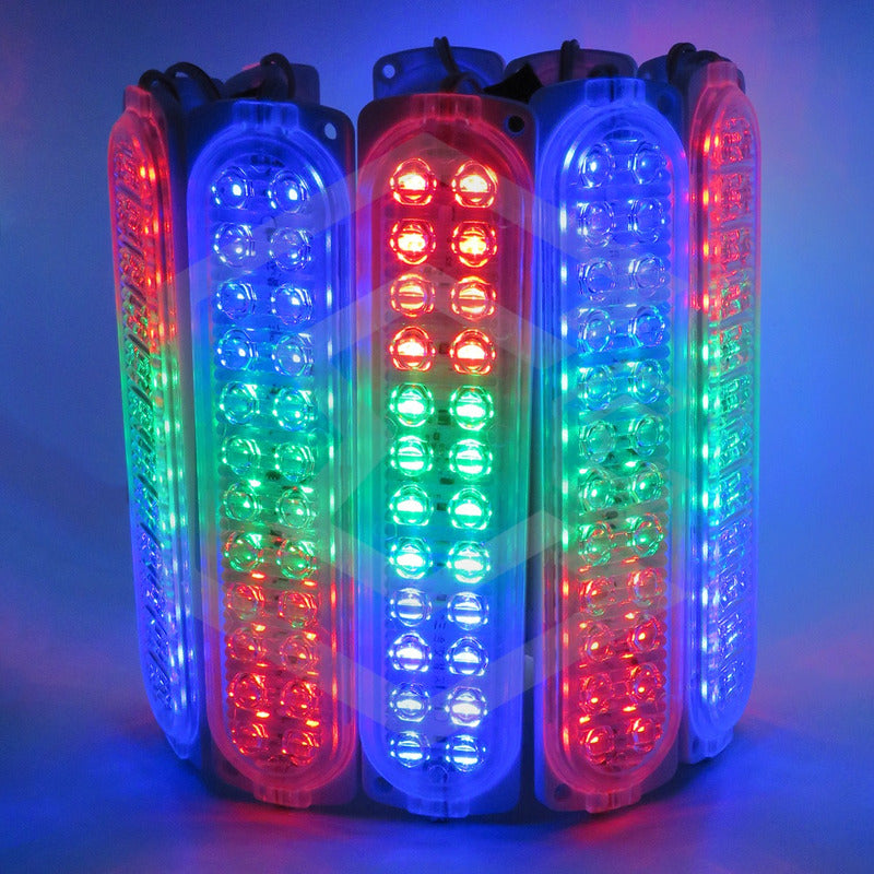 5 Modulo 24 Led Ovalado Multiuso Doble Jumbo Rgb 2 Funciones