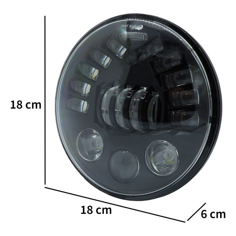 2 Faros Unidad Redonda 7'' 20 Hiperled Lupa Moto Bicolor 24v