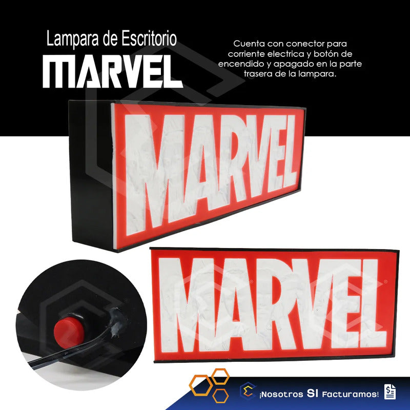 Lampara Led Marvel Letrero Relieve Decoración 25cm 3d Petg Rojo