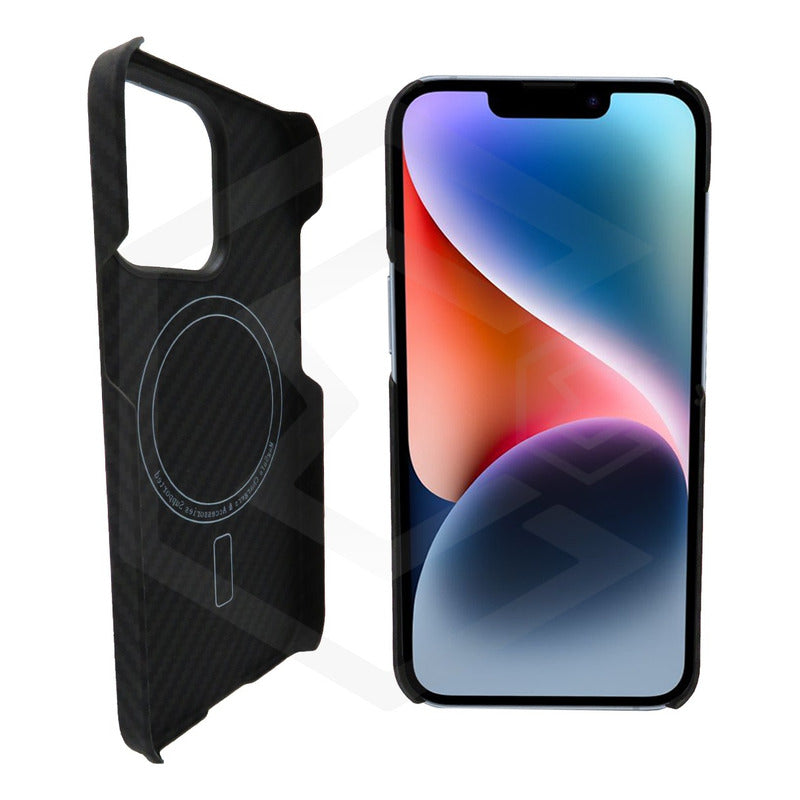 Funda Case De iPhone 13-14 Fibra De Carbono 100% Real