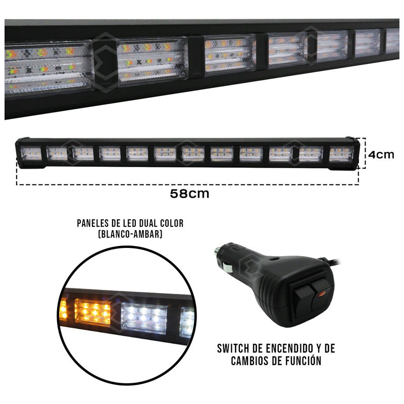 Barra 216 Led 19 Funciones 12 Módulos Bicolor Estrobo 12-24v