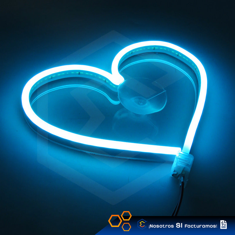 Figura Corazon Led Luz Neon Parabrisas Chupón Grande26cm 12v