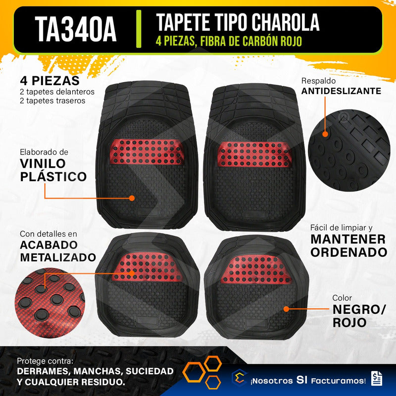 Tapete Tipo Charola Uso Rudo Auto Camioneta Juego 4 Piezas