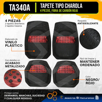 Tapete Tipo Charola Uso Rudo Auto Camioneta Juego 4 Piezas