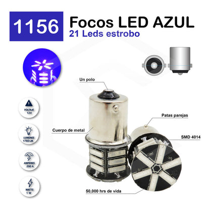 10 Focos 1156 21 Leds 1 Polo Con Estrobo Patas Parejas 12v