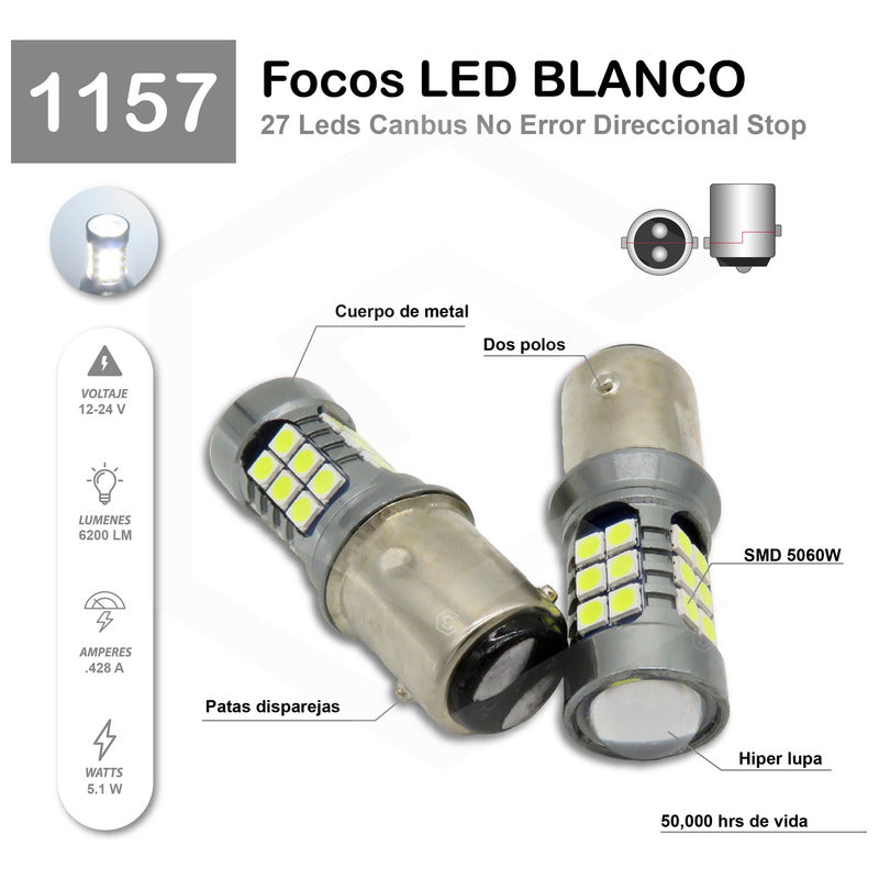 2 Focos 27 Led 1156 1157 3157 7440 7443 No Error Stop Cuarto