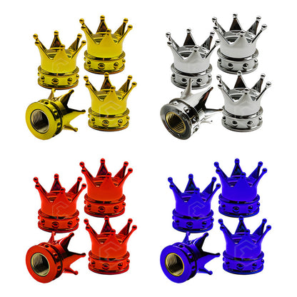 Kit 4 Tapon Cubre Pivote Válvula Metálico Corona Auto Moto