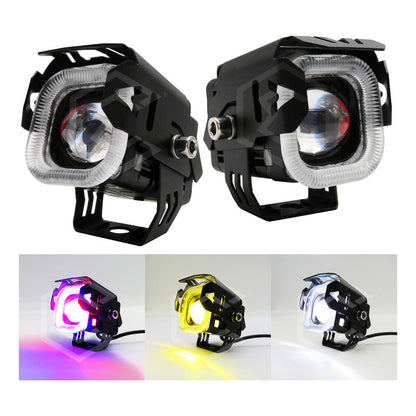 Par Faros 12 Led Lupa Bicolor Ojo Demonio 4 Funciones 10-30v