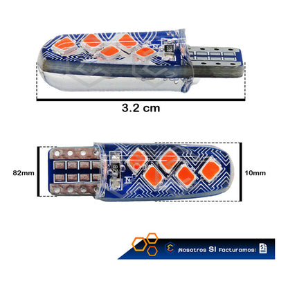 Par De Focos De Pellizco T10 10 Leds Smd Silicón Mosaico 12v