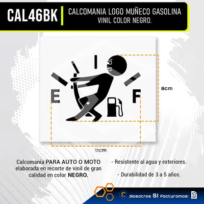 Calcomanía Muñeco Tanque Gasolina Negro Sticker Vinil 11cm