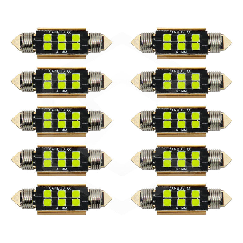 Kit 10 Focos Luz Interior 31 36 39 41 Mm 6 Leds Canbus 12v