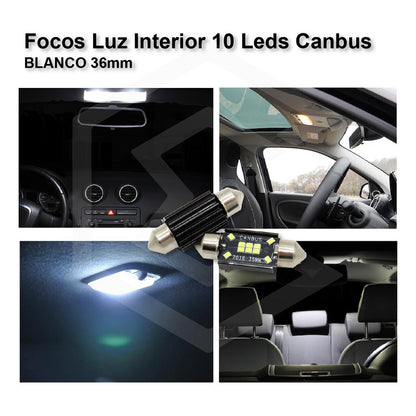 Par De Focos Luz Interior 10 Leds Canbus 31mm 36mm 39mm 41mm