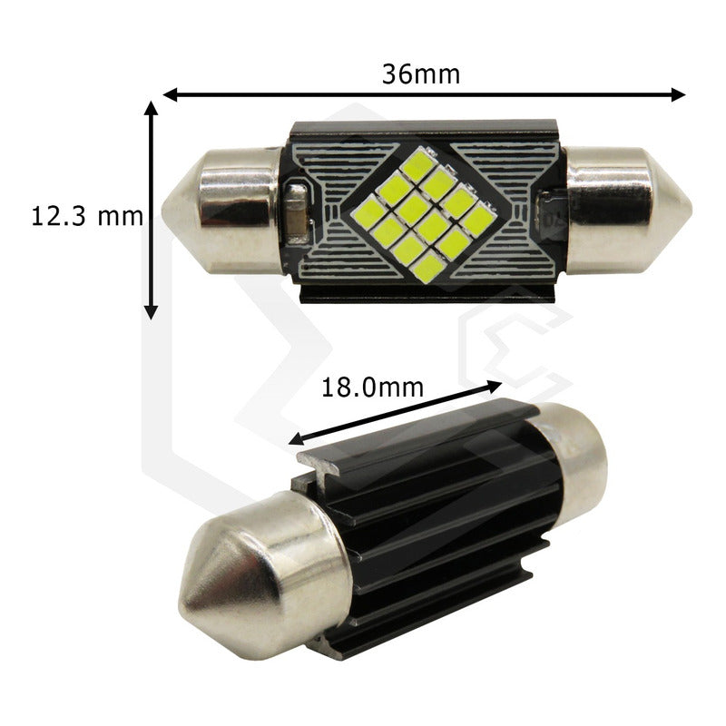 2 Focos 12 Led Canbus C10w Festoon Fusible Interior 12/24v