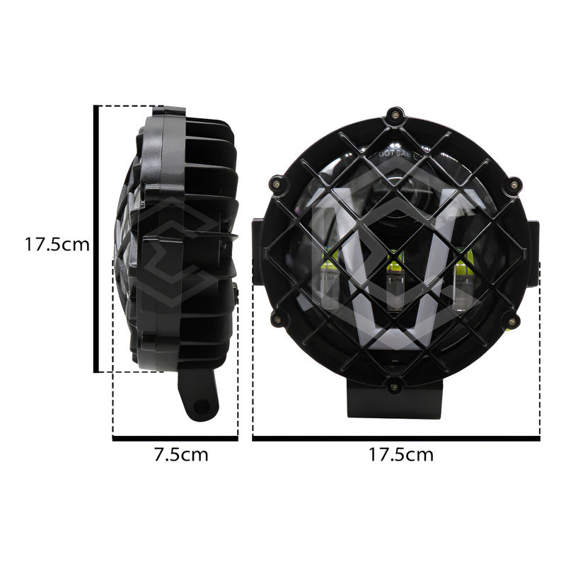 Par De Faros 7'' 30 Leds 4 Lupas Bicolor En V Rejilla 12-24v