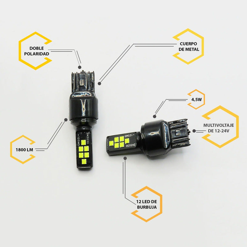 2 Focos 12 Led Canbus Cuarto Stop 12-24v 1156 57 3157  7507