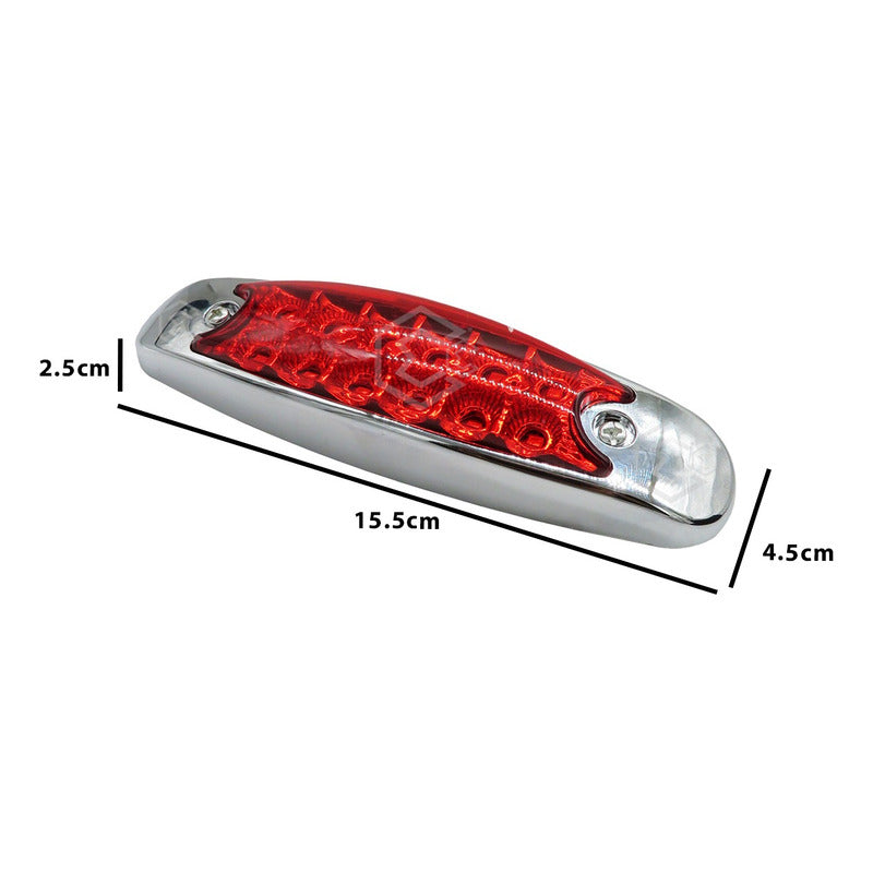 10 Plafón Lateral 12 Led Tipo Peterbilt Fijo Estrobo Cromado