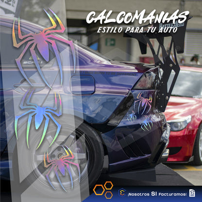 Calcomanía Spiderman Tornasol Araña Sticker Vinil 3 Piezas