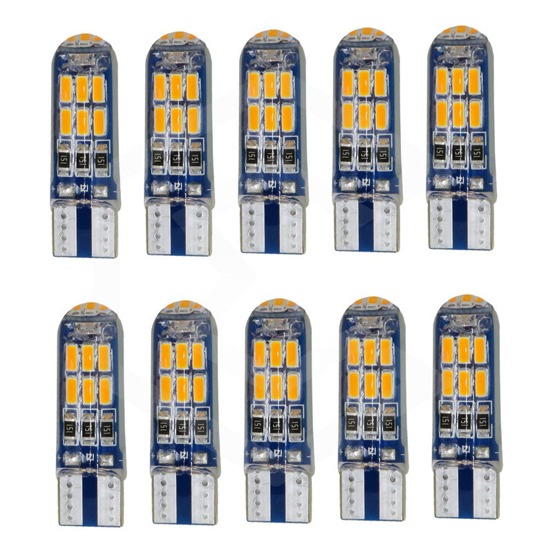 Kit De 10 Focos De Pellizco T10 15 Leds Encapsulado 3014 12v