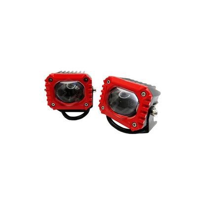 Par De Faros Con Lupa  10-30v Cuadrado Blanco/ambar 16000lm