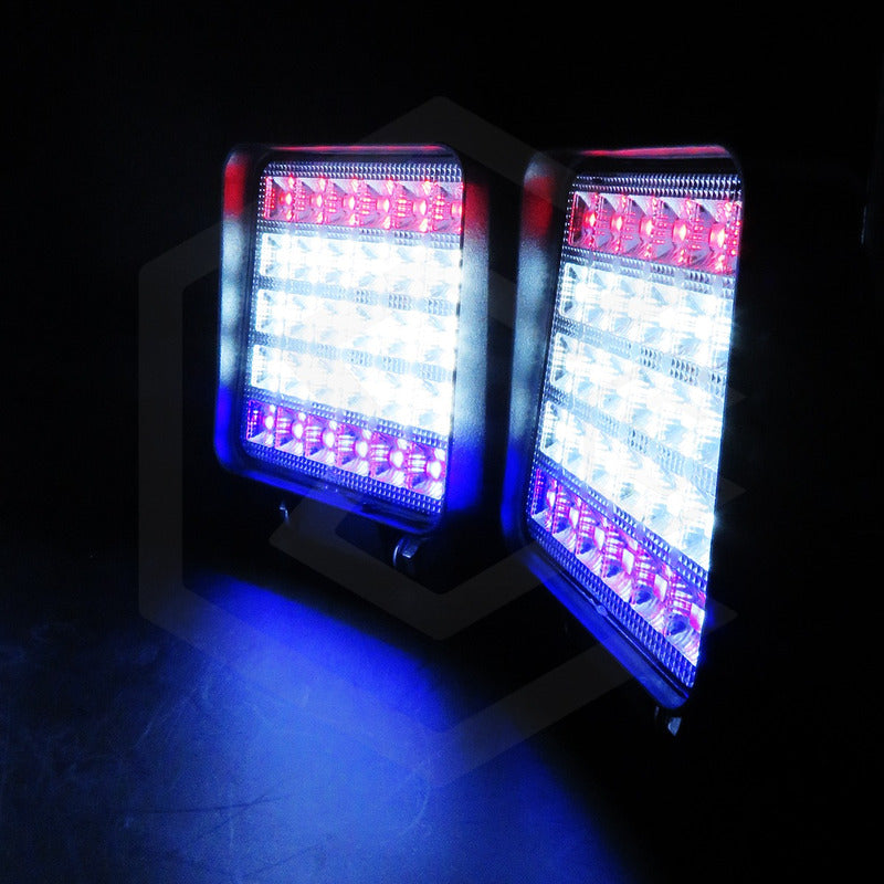 Par De Faros 30 Leds 9-30v Luz Blanca/rojo/azul 6 Funciones