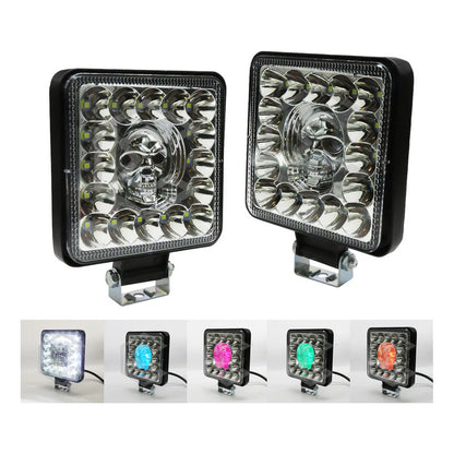 Par De Faros Calavera 26 Leds 4 Funciones Blanco-rgb 12-24v