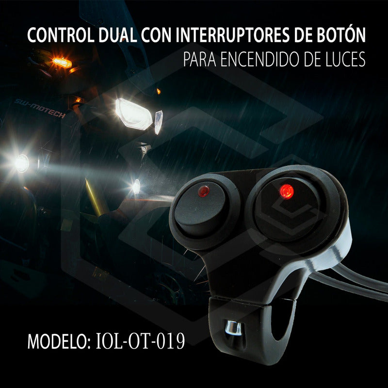 Doble Switch Interruptor Para Moto On/off C/luz Metalico