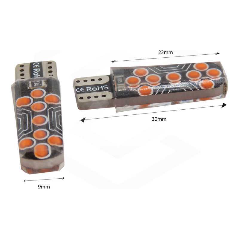 Kit De 10 Focos De Pellizco T10 18 Led Cob Gel Alta Potencia
