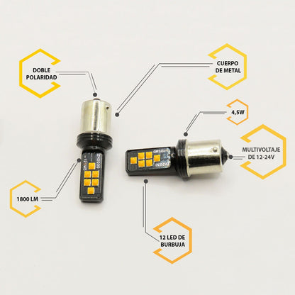 2 Focos 12 Led Canbus Cuarto Stop 12-24v 1156 57 3157  7507