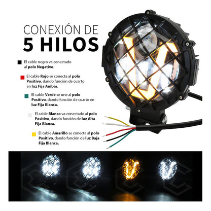 Par De Faros 7'' 30 Leds 4 Lupas Bicolor En V Rejilla 12-24v
