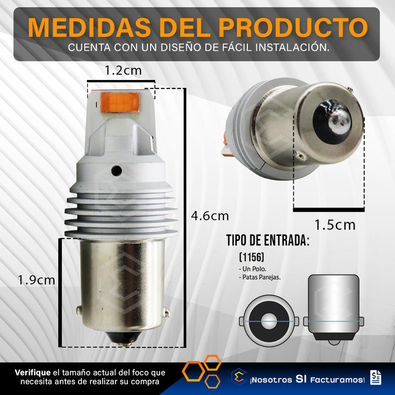 Par De Focos 1156 12 Leds Csp Canbus Fijo 10-60v 11w 1100lm