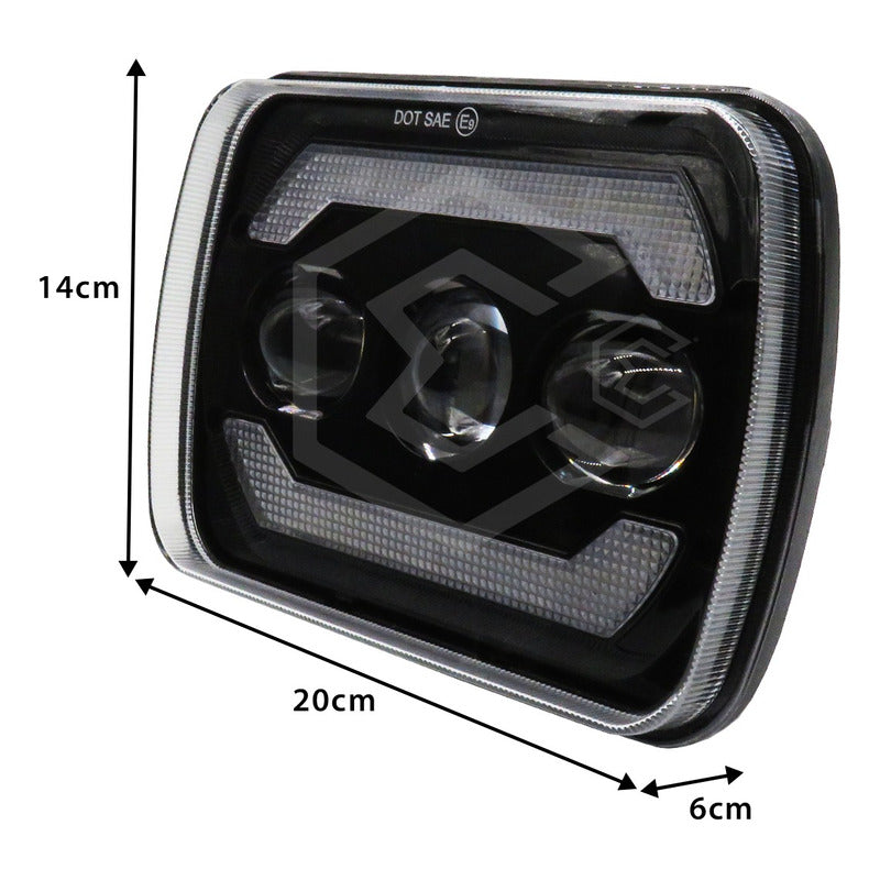 Par De Faros Unidad 5x7 Luz De Cortesía Ambar 3 Lupas 12-24v