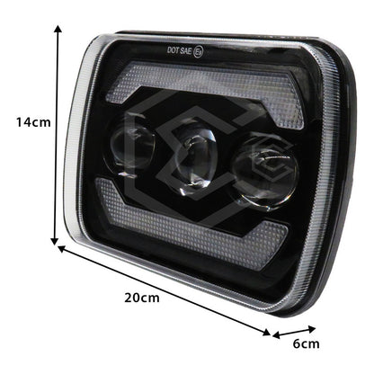 Par De Faros Unidad 5x7 Luz De Cortesía Ambar 3 Lupas 12-24v