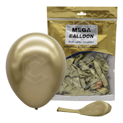 Bolsa 50 Globos Dorado Metálicos #10 Fiestas Y Bodas Latex Dorado