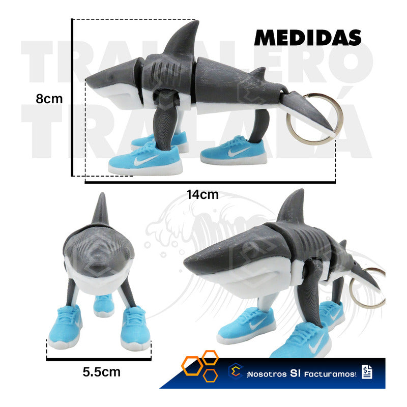 Tralalero Tralala Tiburón Con Tenis Articulado Impresión 3d